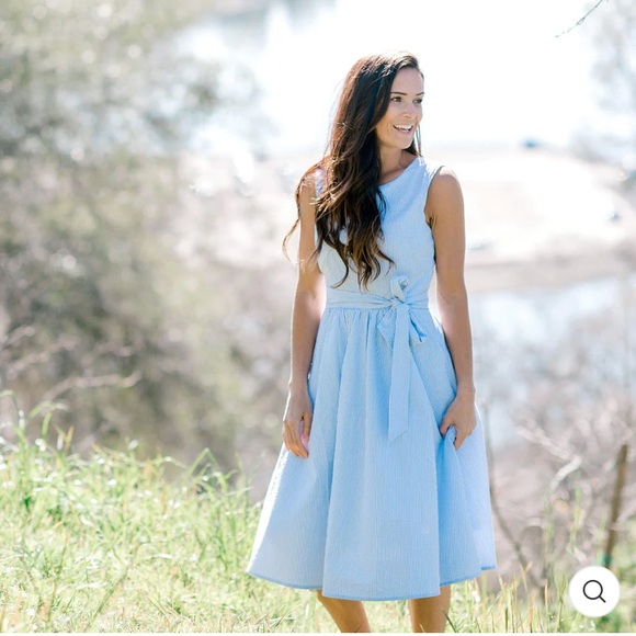 HOPE & HENRY WOMEN A-Line Dress with Waist Sash NWT Size 8 100% organic cotton - Picture 2 of 15